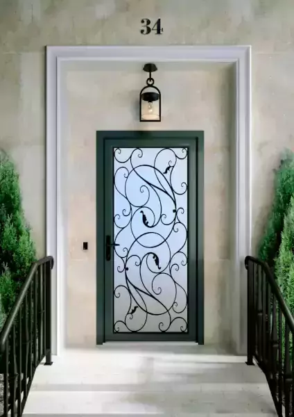 porte d'entrée style ancien vitrée