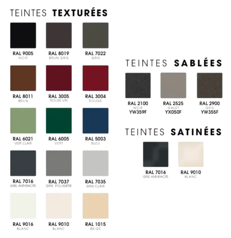 Palette de couleurs pergolas