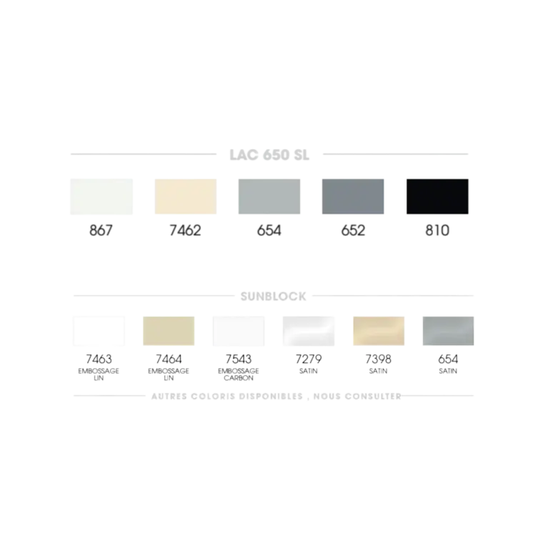 Palette de couleurs pergola EOLE