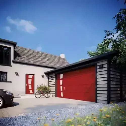 Porte de garage enroulable rouge design moderne et élégant