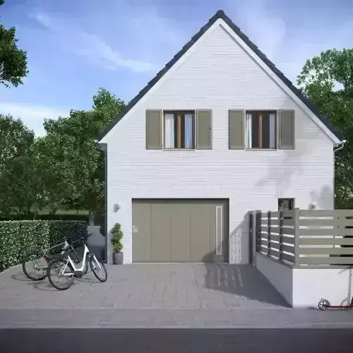 Porte de garage sectionnelle grise à l'Aigle avec harmonie moderne et isolation thermique