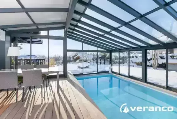 Véranda coulissante toiture ouverture design l'Aigle