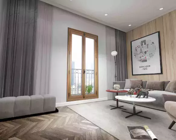 fenetre en bois vue de l'interieur